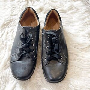 Comfortiva Align Black Leather Lace Up Reston Comfort Sneakers Women’s 10 Wide